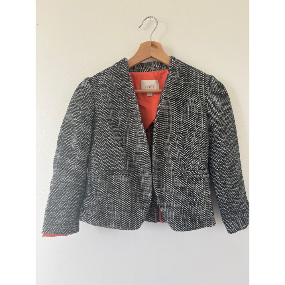 Loft Ann Taylor‎ Black & White Tweed Blazer Jacket – Size 00 Petite